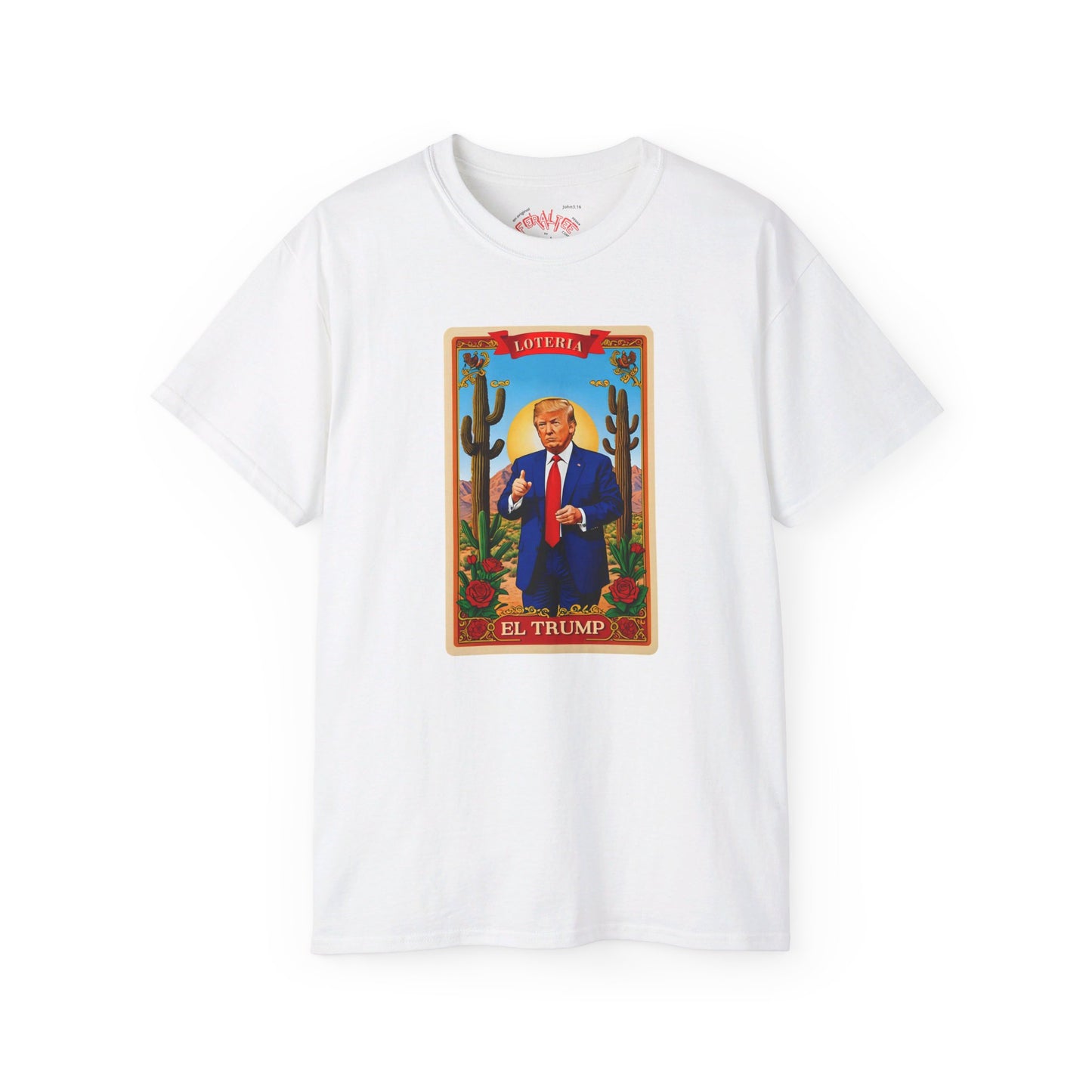 Camiseta unisex de algodón ultra fino con la tarjeta de lotería EL TRUMP