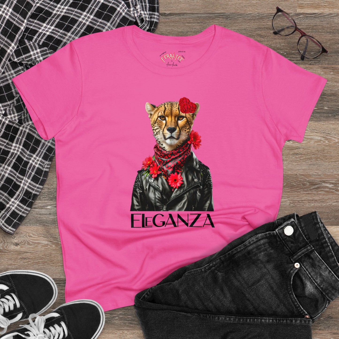 ELEGANZA Women's Midweight Cotton Tee