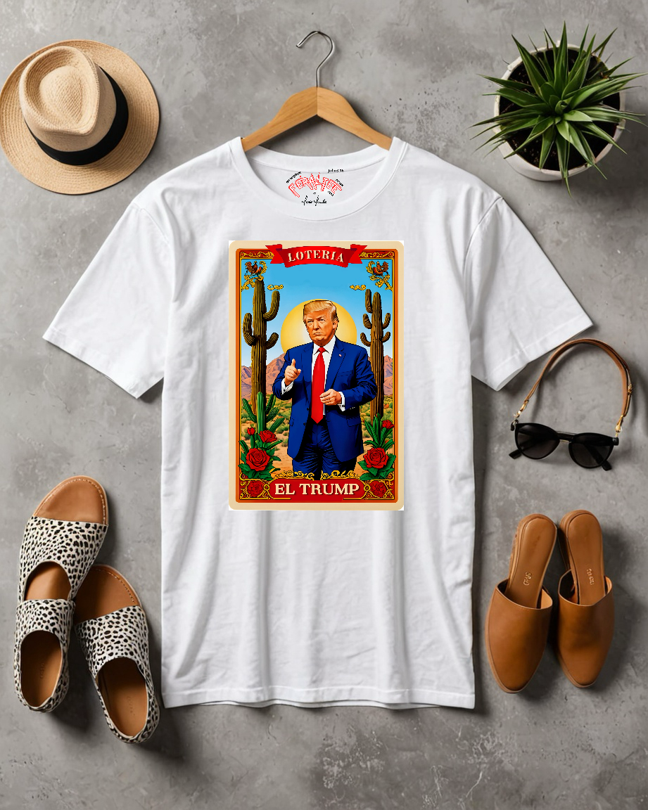 Camiseta unisex de algodón ultra fino con la tarjeta de lotería EL TRUMP