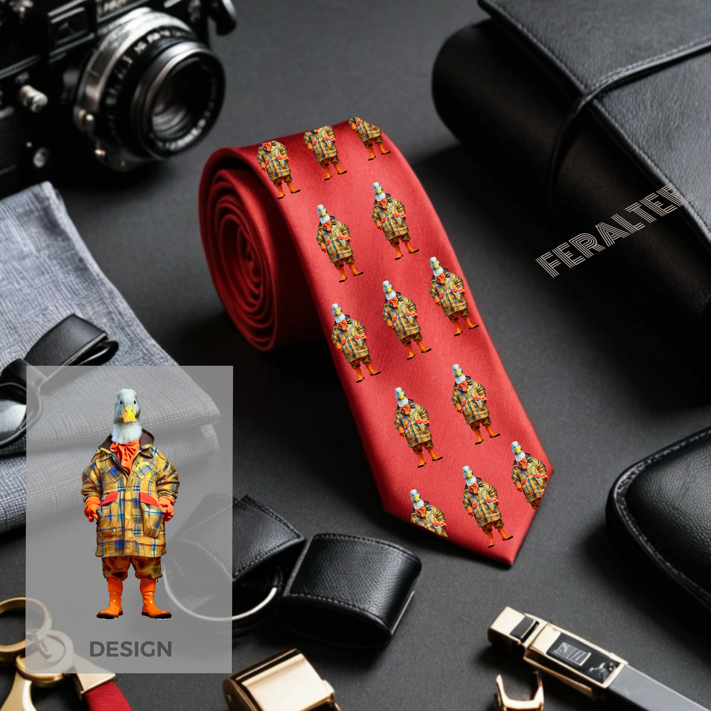 Corbata personalizada con diseño de pato, pato y ganso