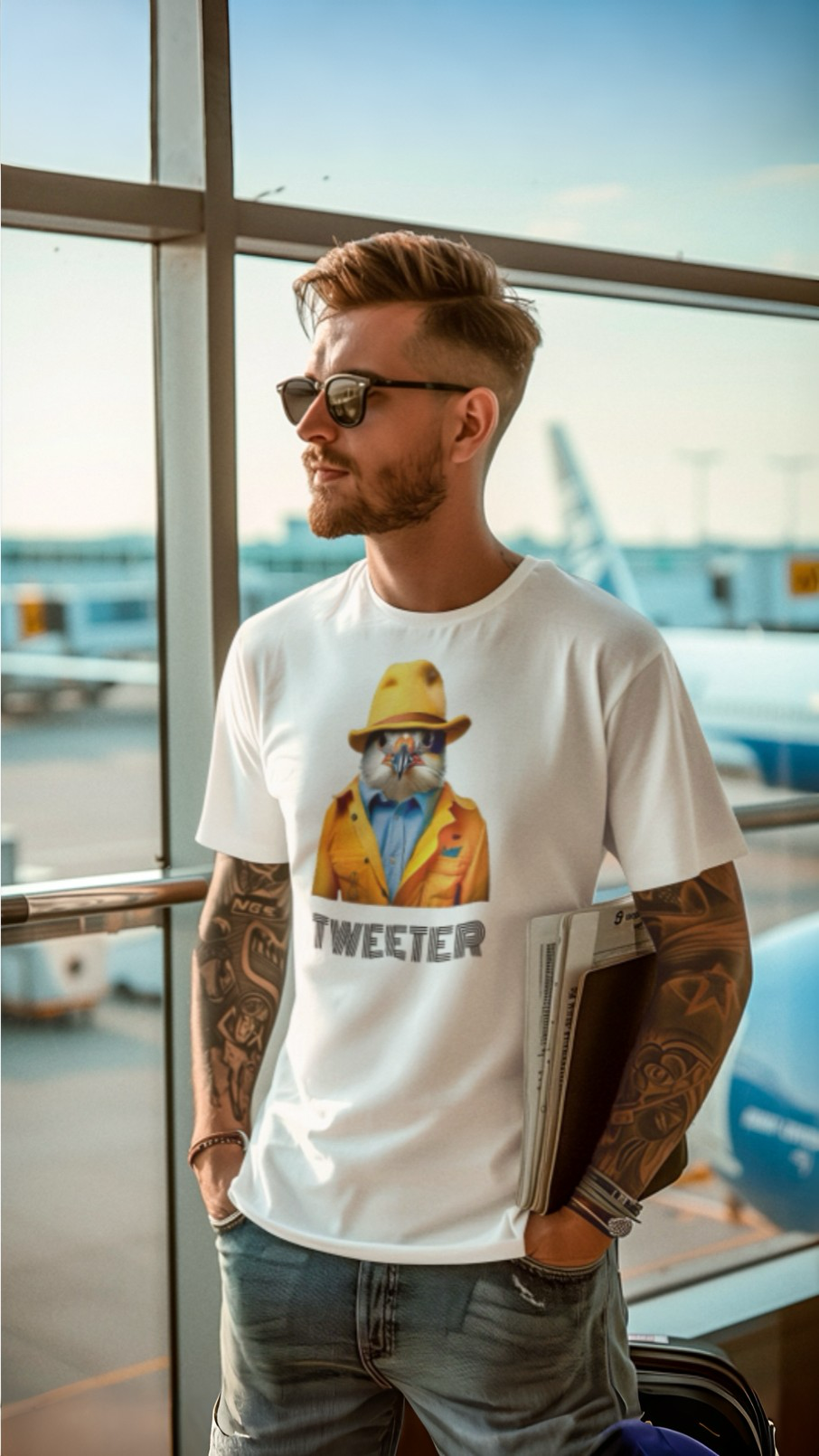 TWEETER- Camiseta Unisex de Algodón Ultra Fino