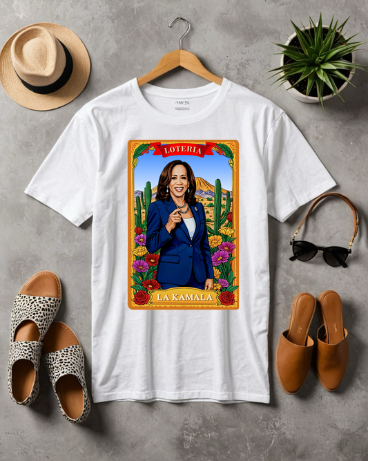 Camiseta unisex de algodón ultra fino con la tarjeta de lotería La KAMALA