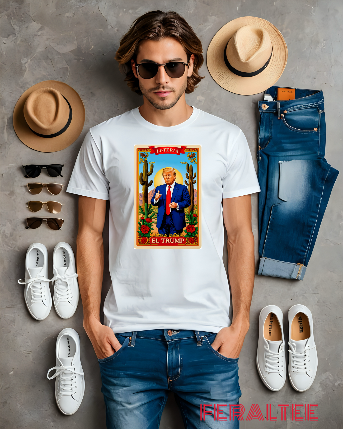 Camiseta unisex de algodón ultra fino con la tarjeta de lotería EL TRUMP 